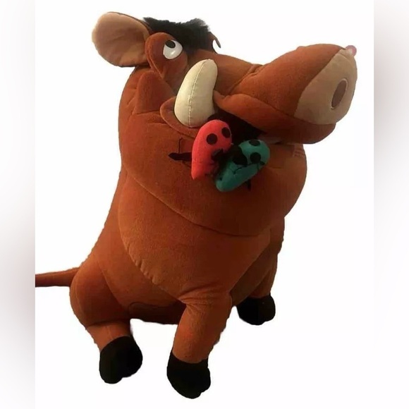 VTG Disney LION KING PUMBAA Pumba Wart Hog & Eating Bugs Plush 15” New With Tags - Picture 1 of 4